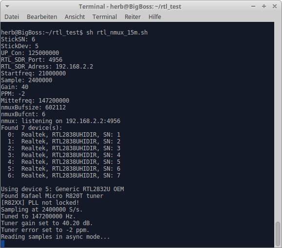 Bild 6: Praxis Server-Skript für 15m-Band